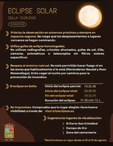 ECLIPSE SOLAR TOTAL EN TERUEL: GUÍA DE OBSERVACIÓN (CELLA) 12/08/2026